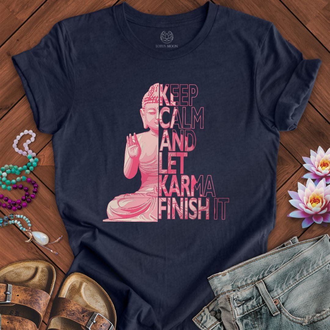 Let Karma Tee Heather Midnight Navy