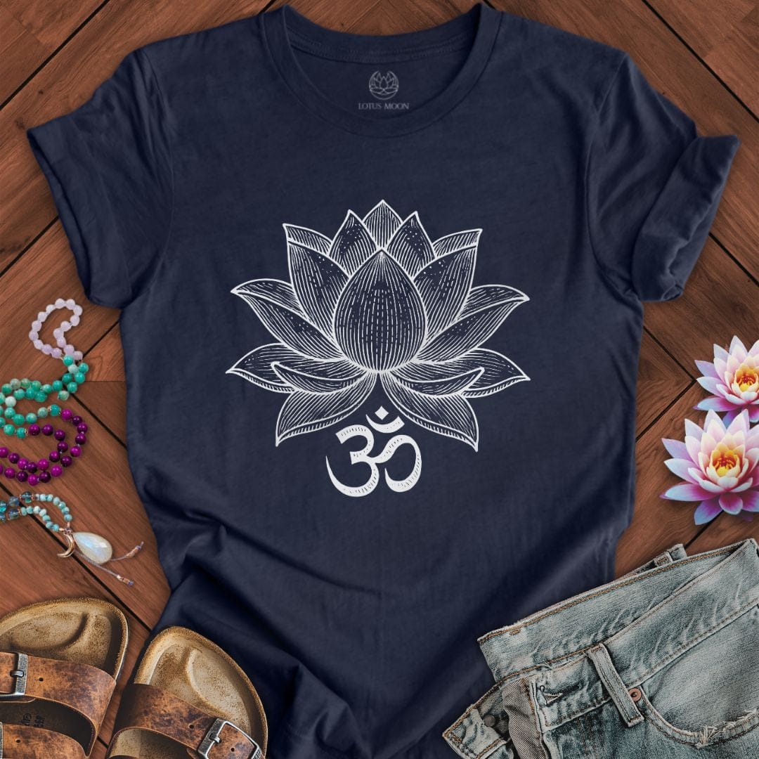 Lotus Om Tee Heather Midnight Navy
