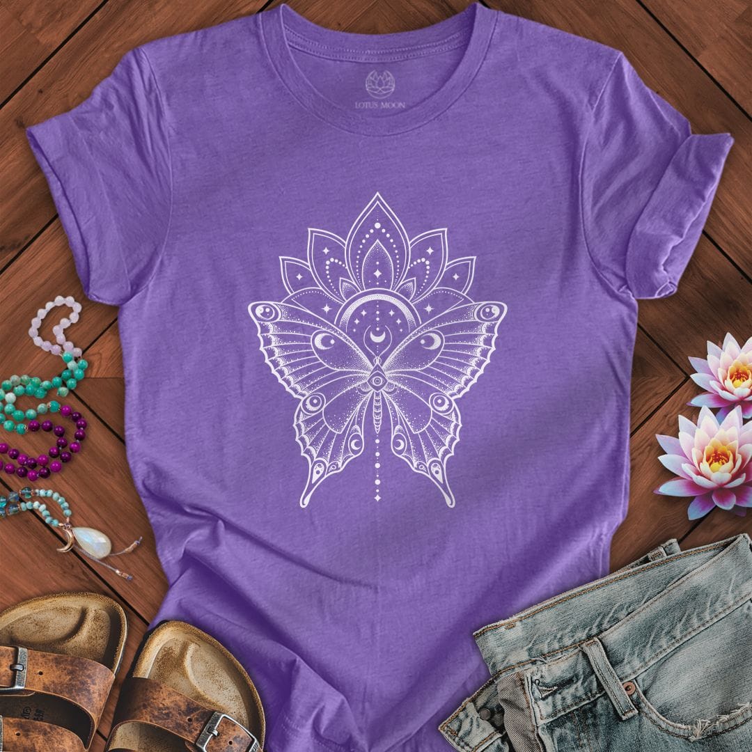 Printify T-Shirt Mandala Butterfly Tee Heather Team Purple / S