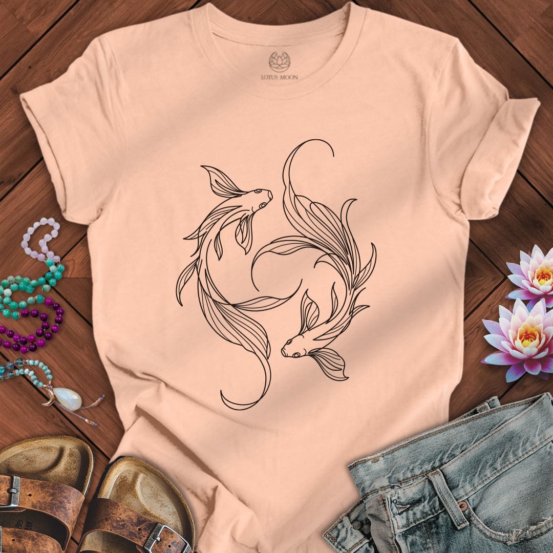 Printify T-Shirt Minimalist Koi Tee Peach / S