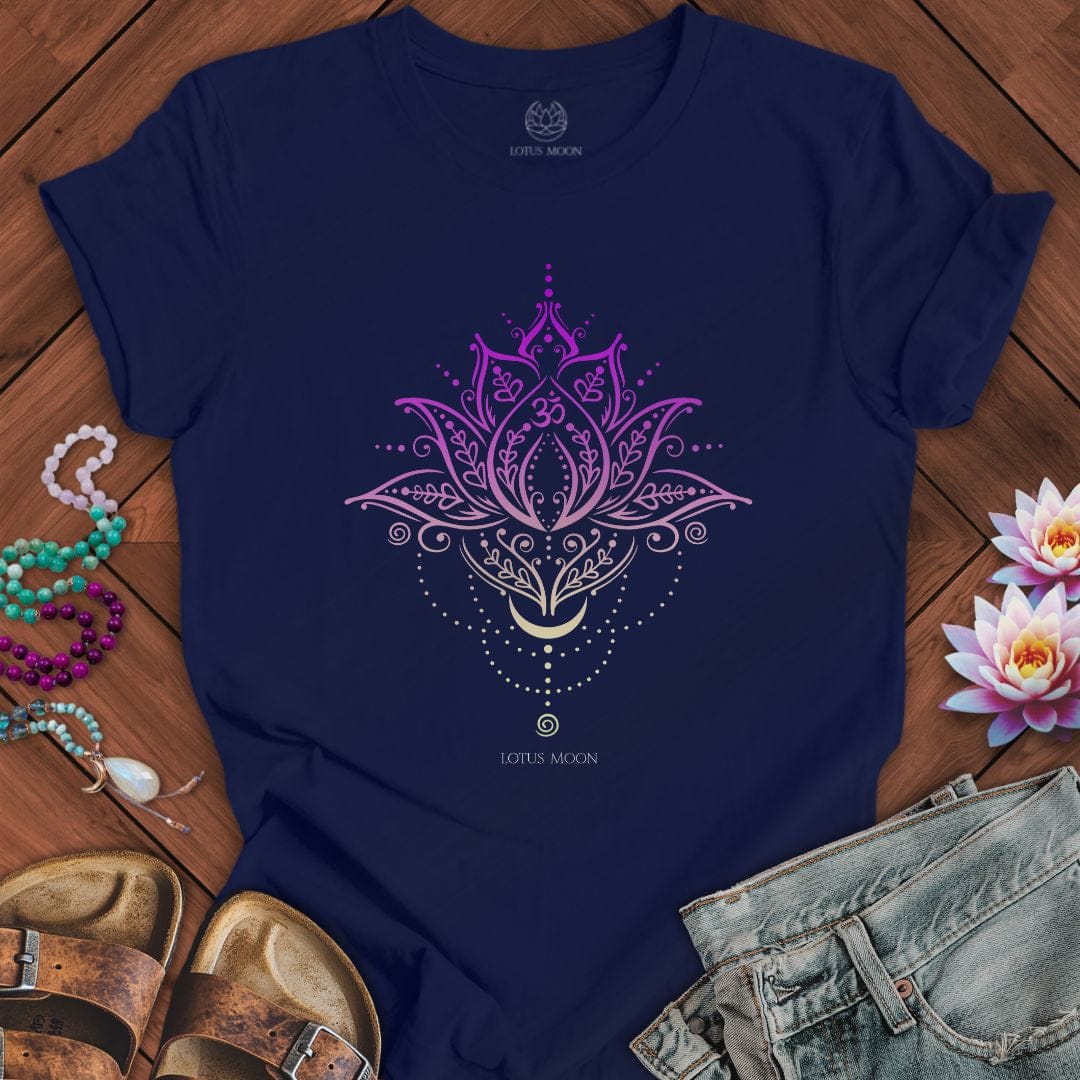 Om Lotus Tee Navy