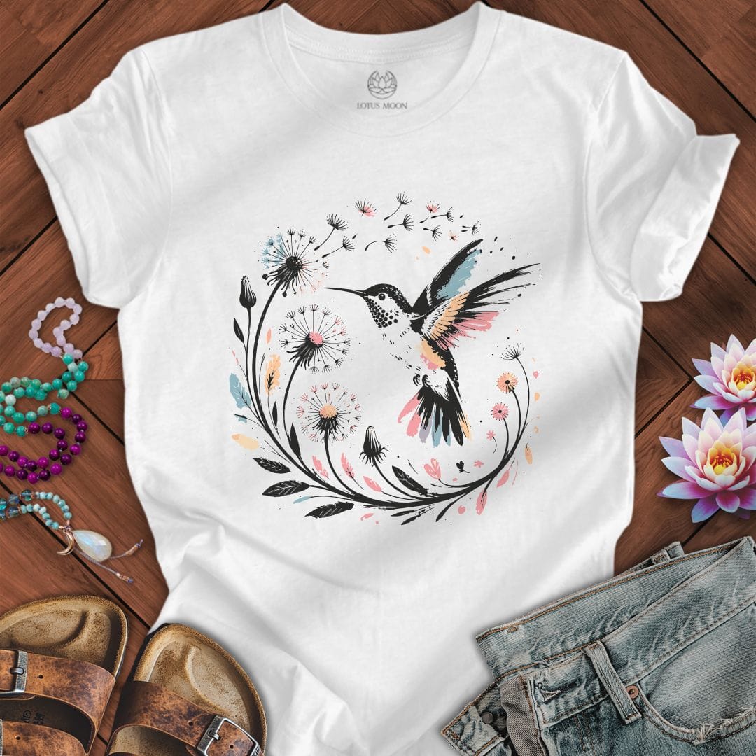 Printify T-Shirt Painted Hummingbird Tee White / S
