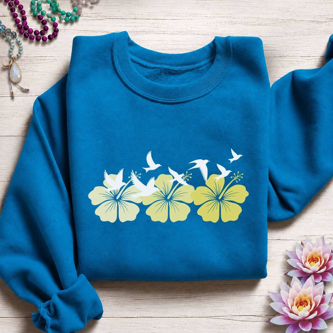 Printify Sweatshirt Tropical Flock Sweatshirt Sapphire / S