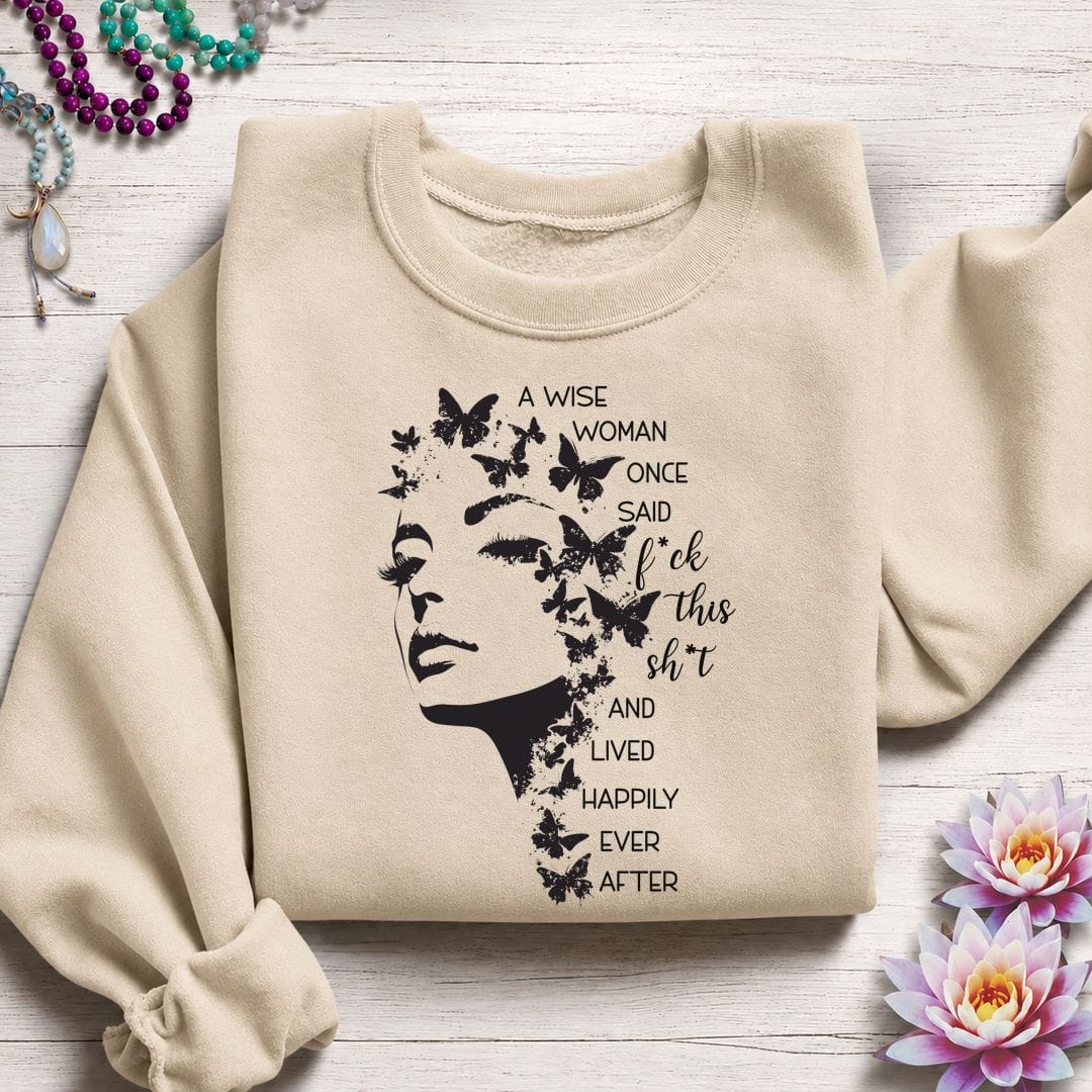Printify Sweatshirt A Wise Woman Sweatshirt Sand / S