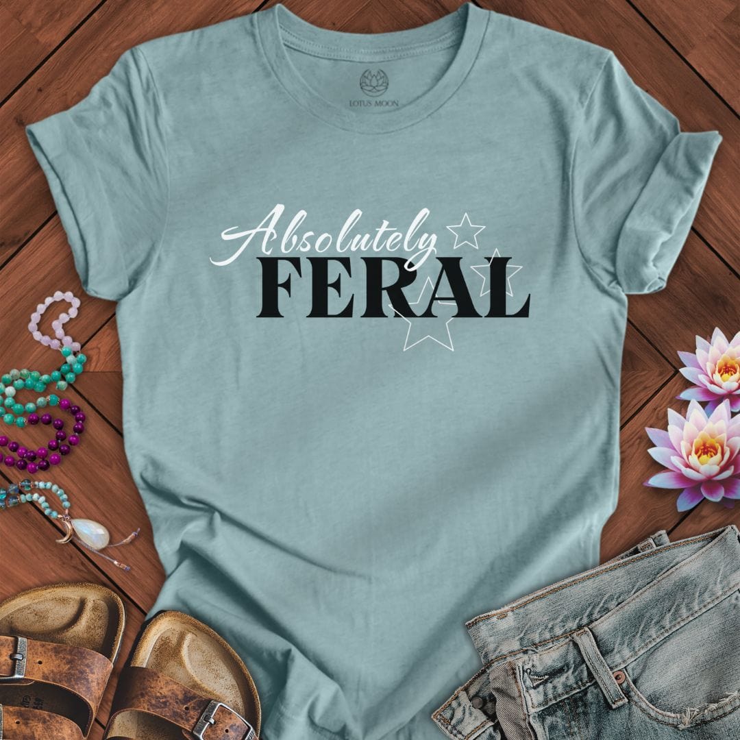Absolutely Feral Tee Heather Blue Lagoon