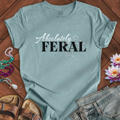 Absolutely Feral Tee Heather Blue Lagoon