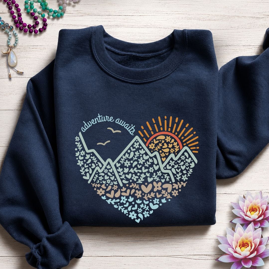Printify Sweatshirt Adventure Awaits Sweatshirt S / Navy