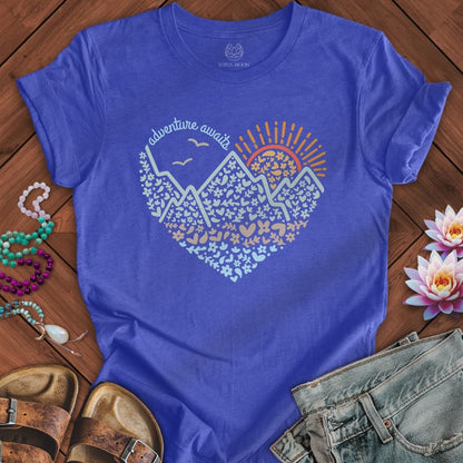 Adventure Awaits Tee Heather True Royal