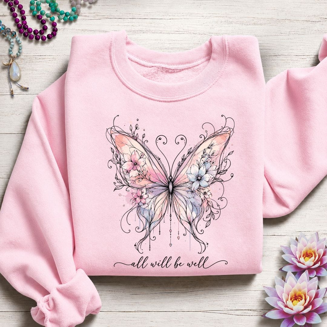Printify Sweatshirt All Will Be Well Sweatshirt Light Pink / S