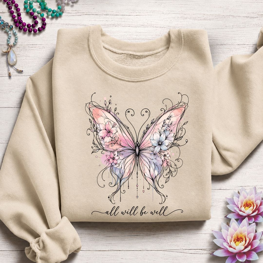 Printify Sweatshirt All Will Be Well Sweatshirt Sand / S