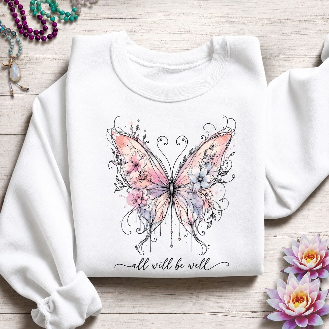 Printify Sweatshirt All Will Be Well Sweatshirt White / S