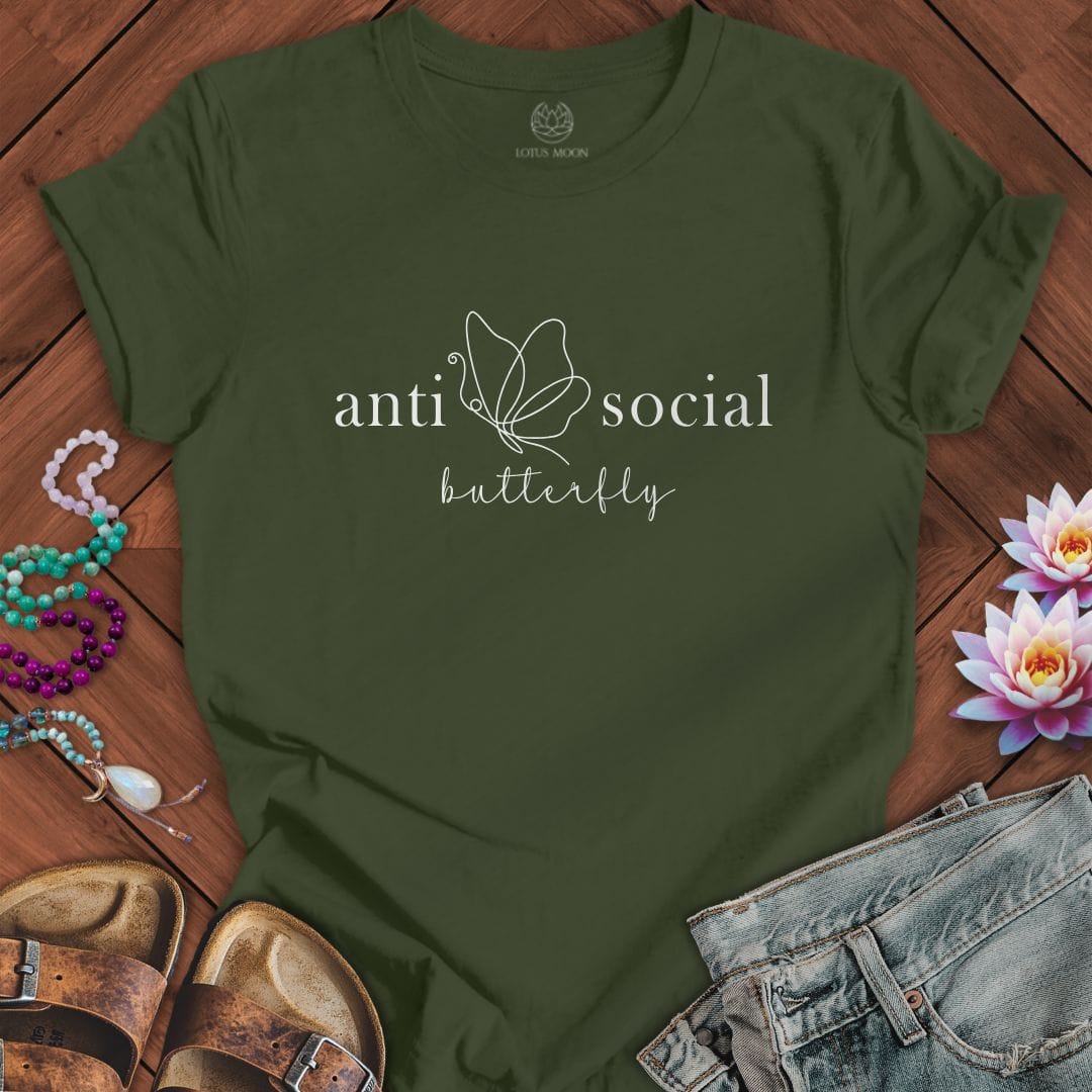 Anti-Social Butterfly Tee Military Green
