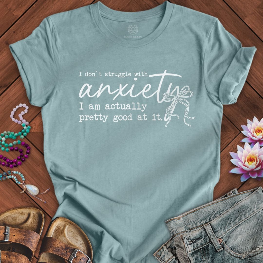 Anxiety Tee Heather Blue Lagoon