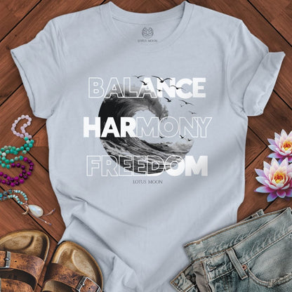 Balance Harmony Freedom Tee Light Blue