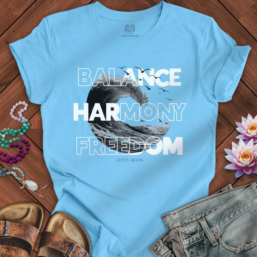 Balance Harmony Freedom Tee Ocean Blue