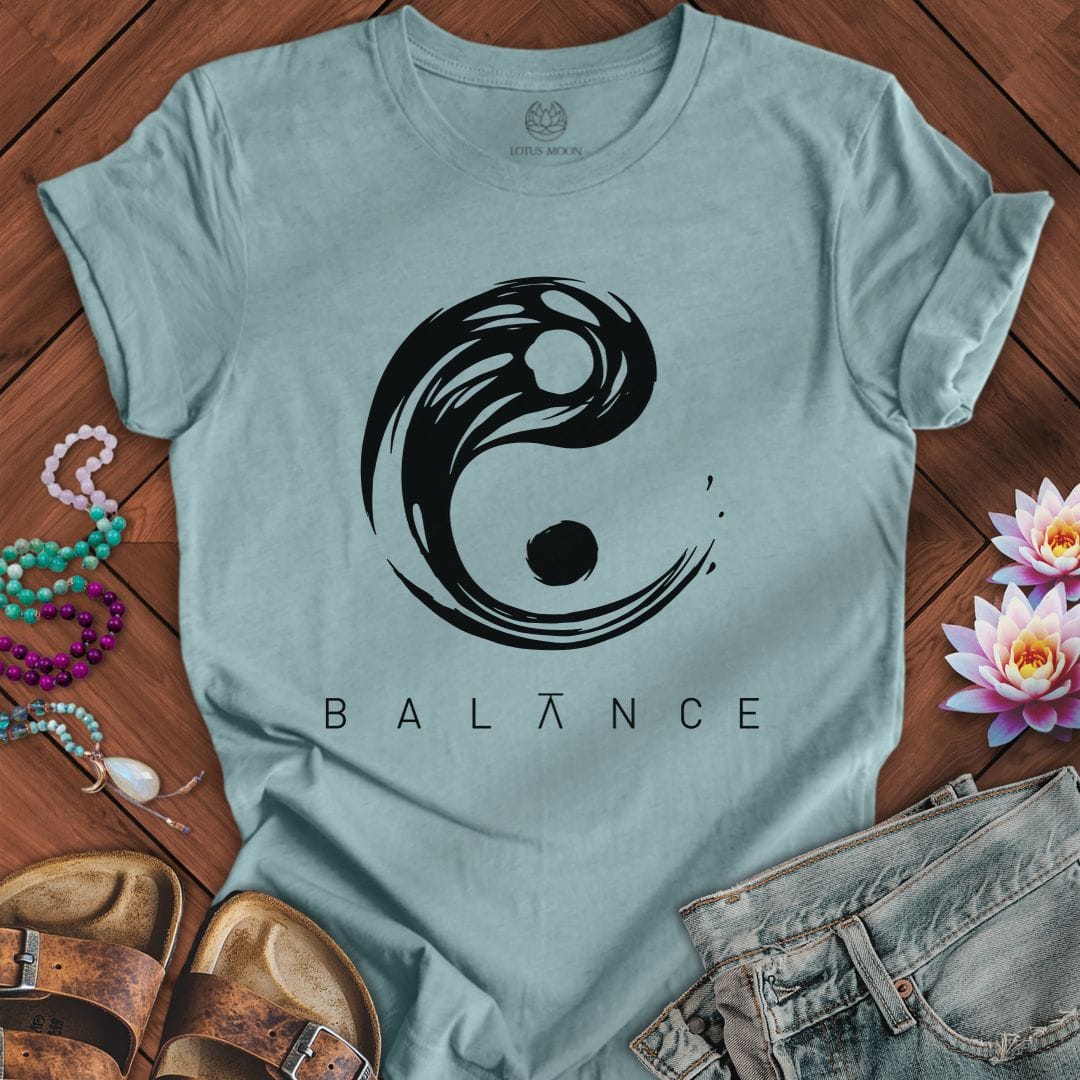 Printify T-Shirt Balance Yin Yang Tee Heather Blue Lagoon / S