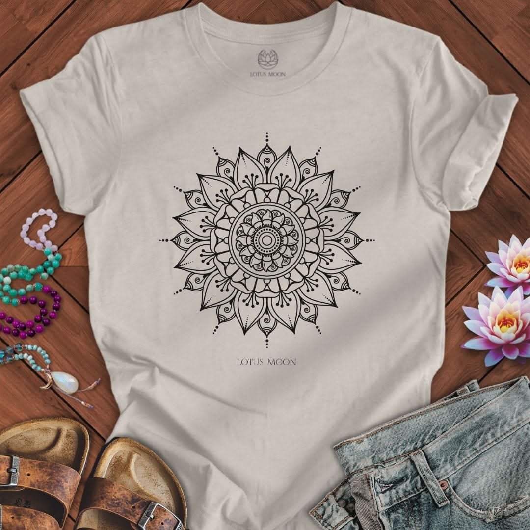 Black Mandala Tee Heather Dust