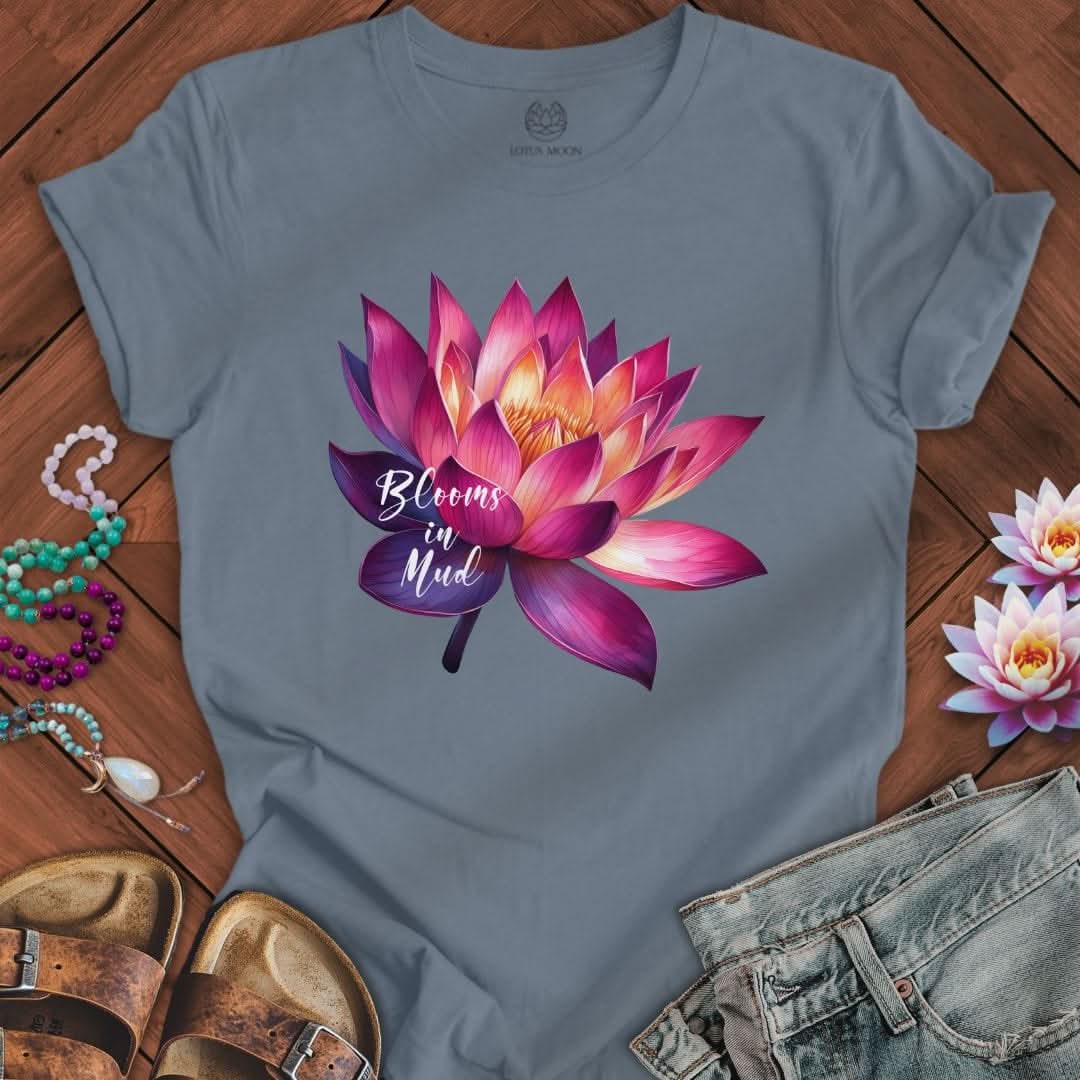 Blooms In Mud Tee Steel Blue