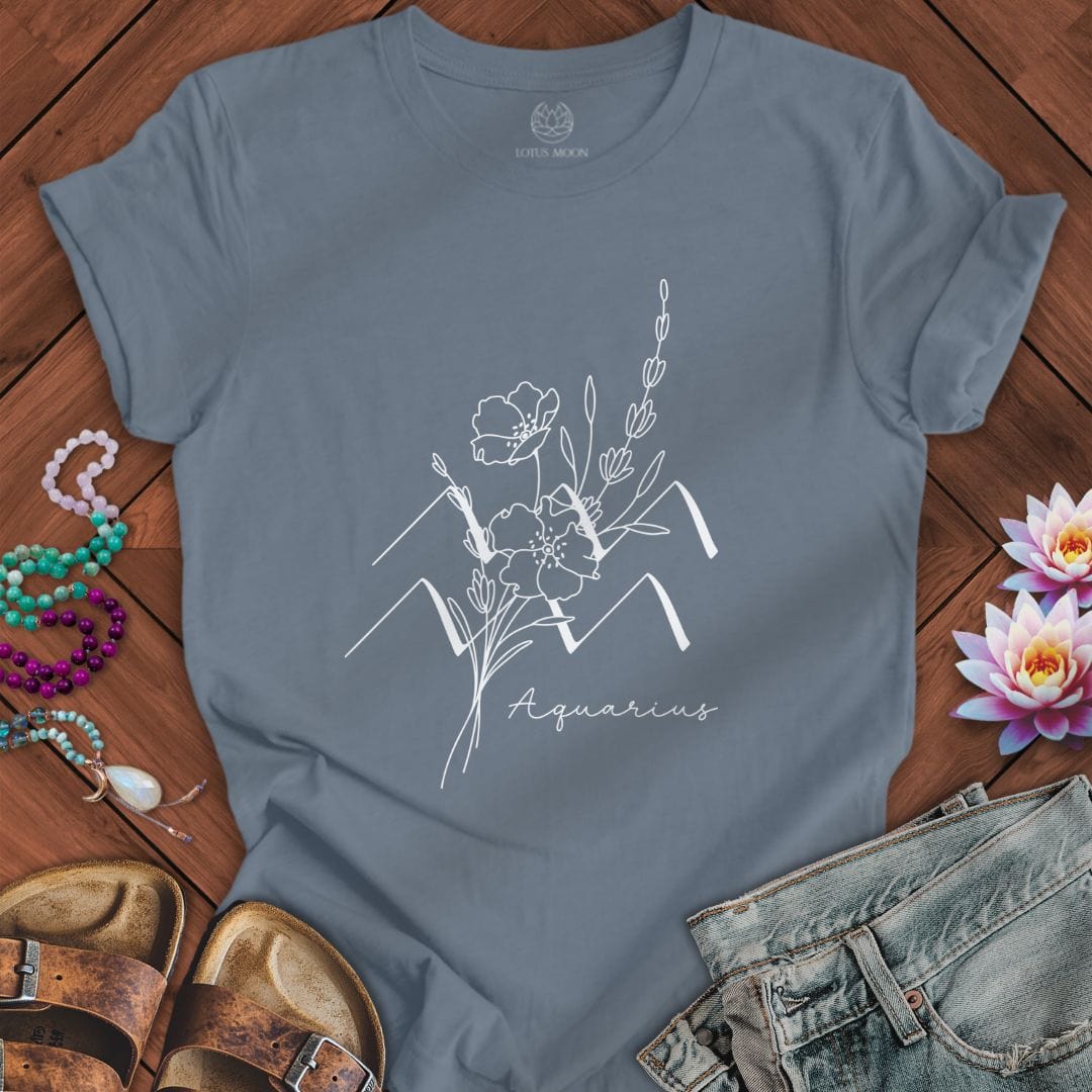 Boho Aquarius Tee Steel Blue