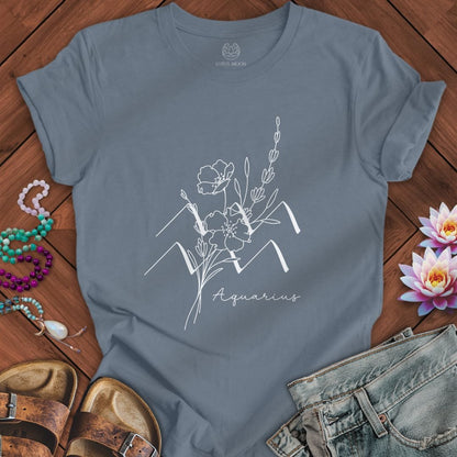Boho Aquarius Tee Steel Blue