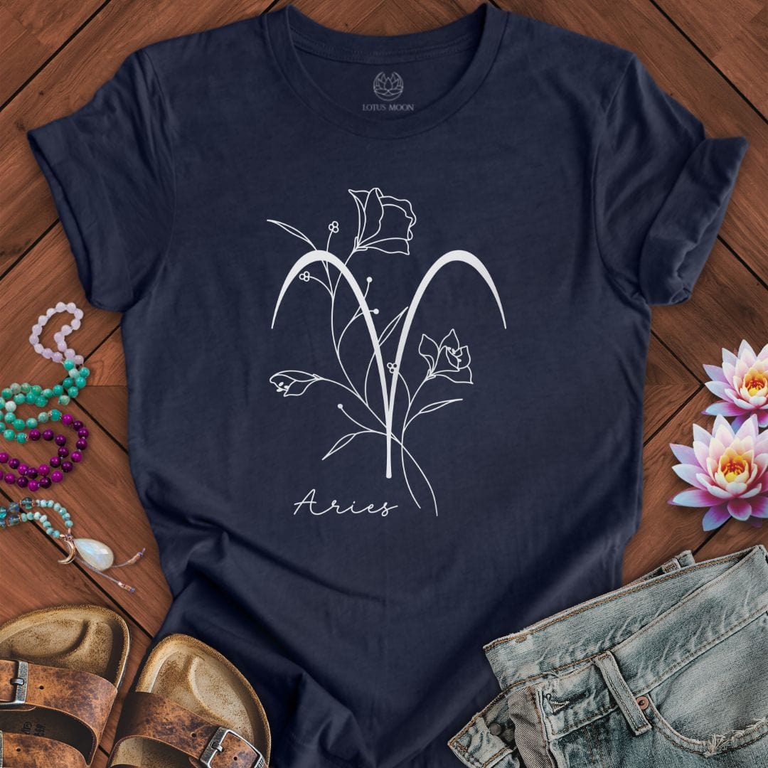 Boho Aries Tee Heather Midnight Navy