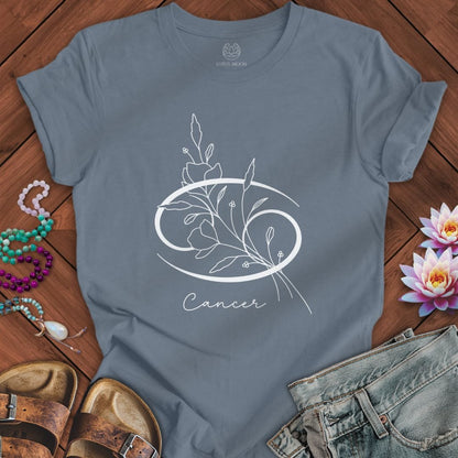 Boho Cancer Tee Steel Blue