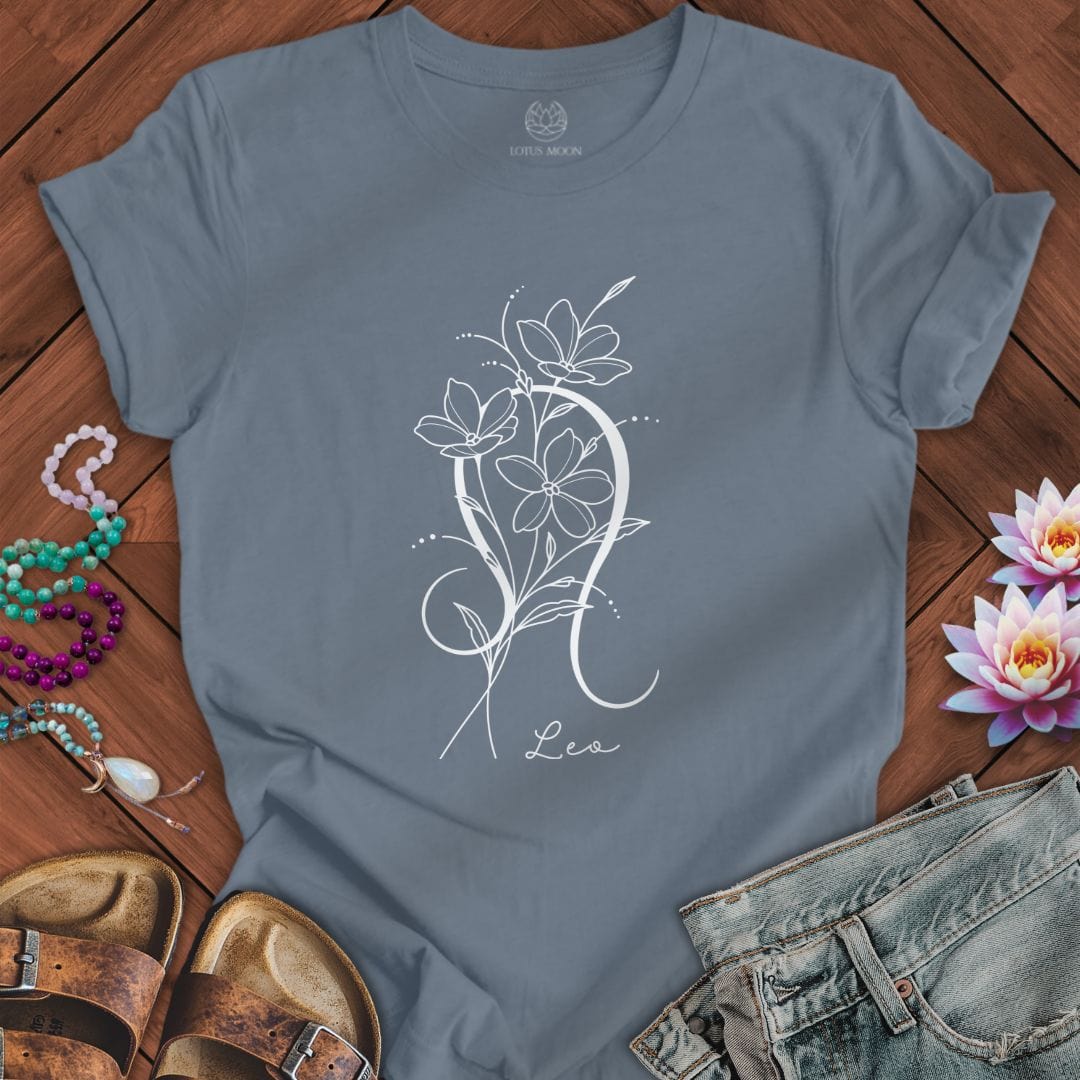 Boho Leo Tee Steel Blue