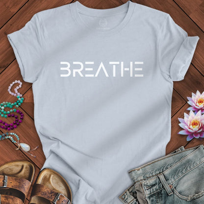 Breathe Text Tee Light Blue