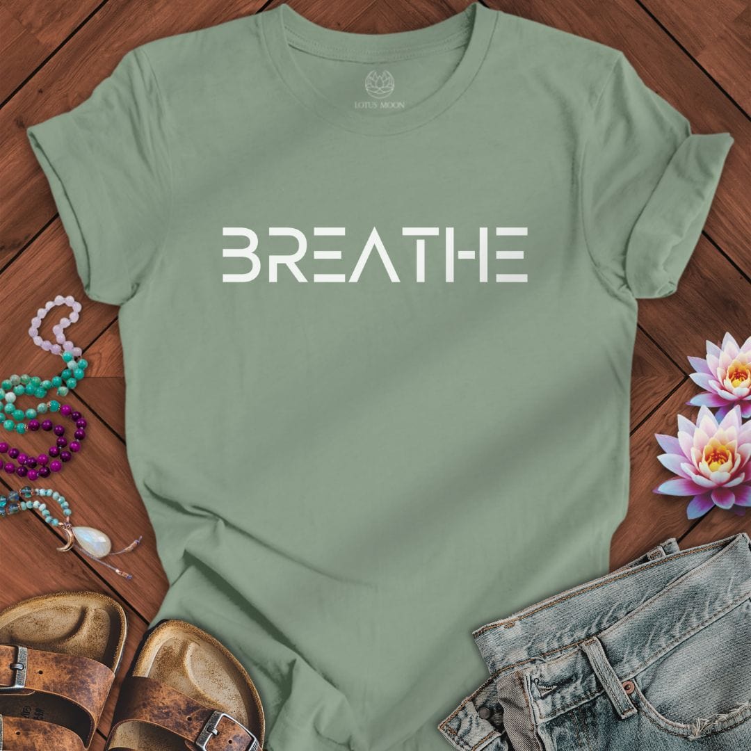 Breathe Text Tee Sage