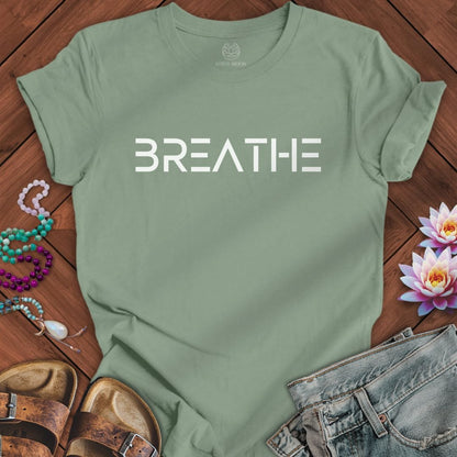 Breathe Text Tee Sage