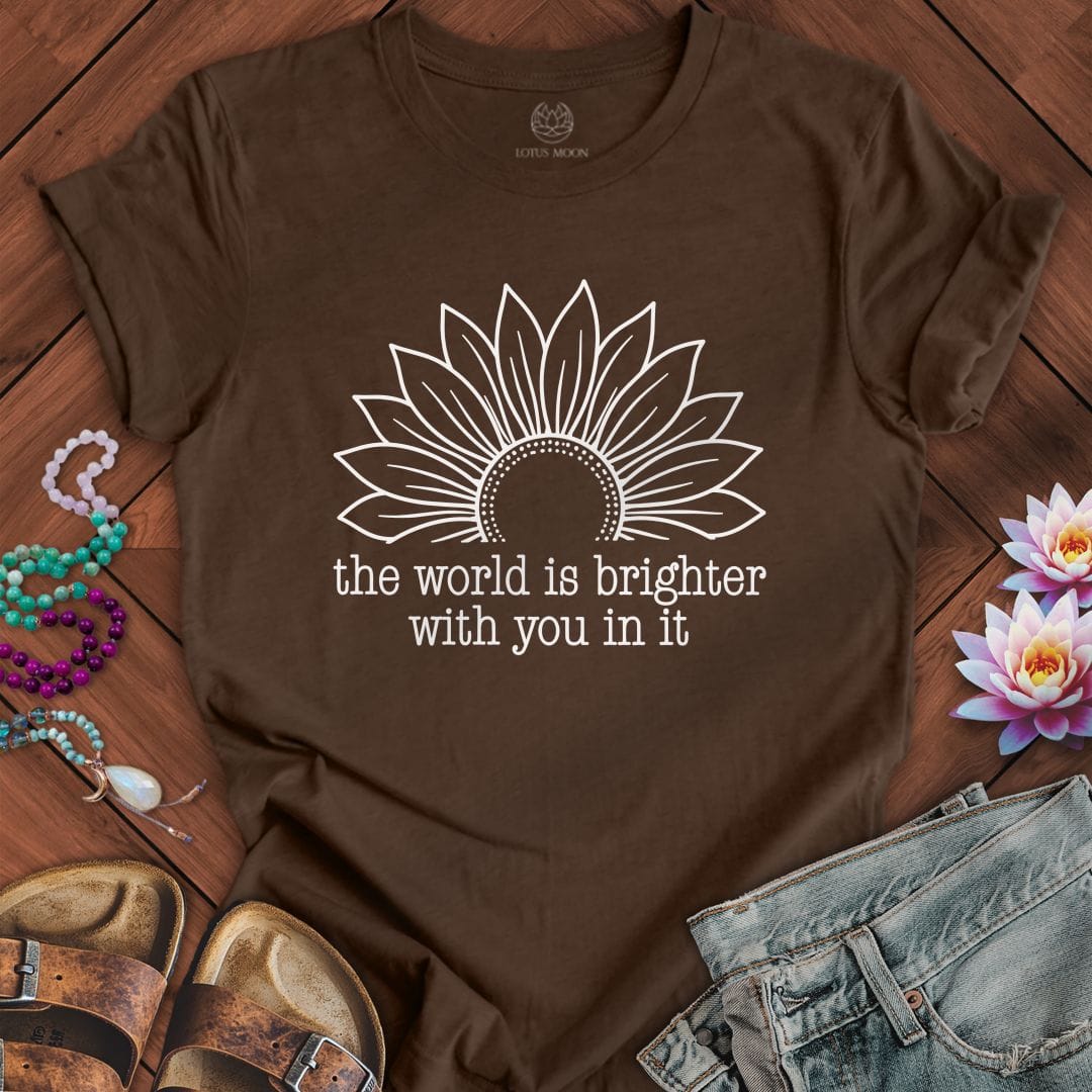Printify T-Shirt Brighter World Sunflower Tee Heather Brown / S