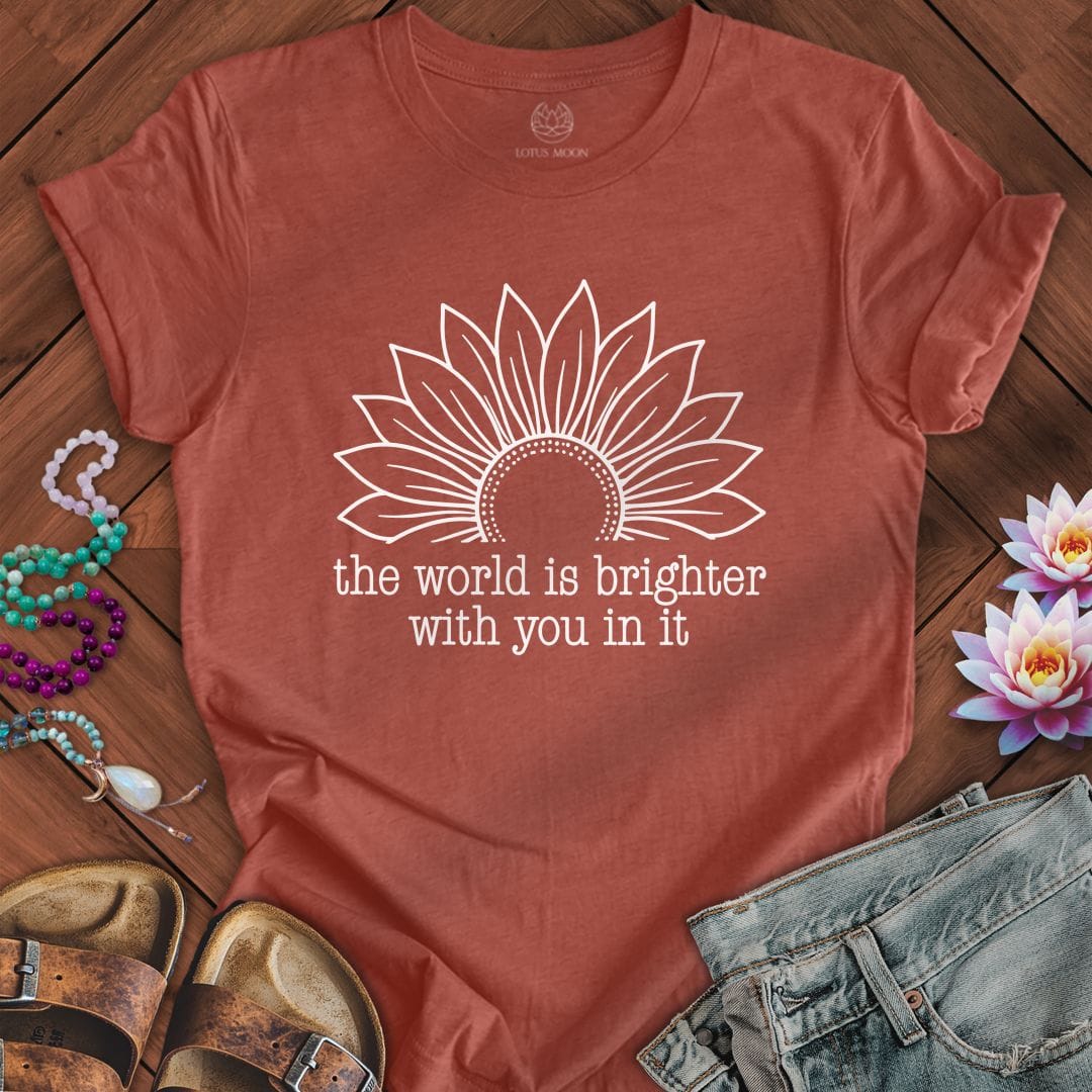 Printify T-Shirt Brighter World Sunflower Tee Heather Clay / S