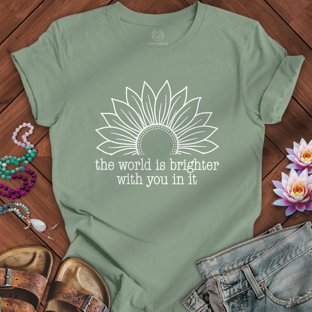 Printify T-Shirt Brighter World Sunflower Tee Sage / S