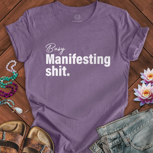 Busy Manifesting Tee Heather Purple