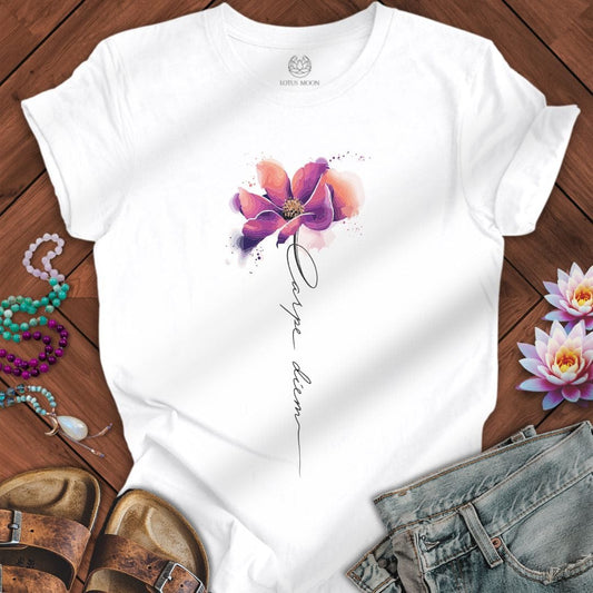 Carpe Diem Flower Tee White