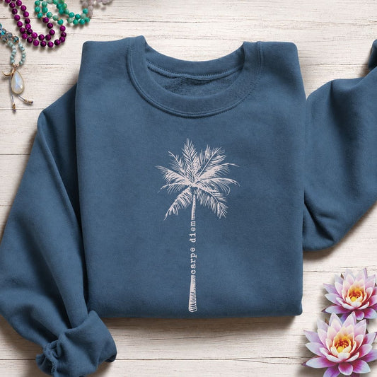 Carpe Diem Palm Sweatshirt Indigo Blue