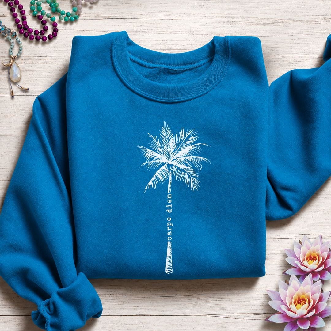Carpe Diem Palm Sweatshirt Sapphire