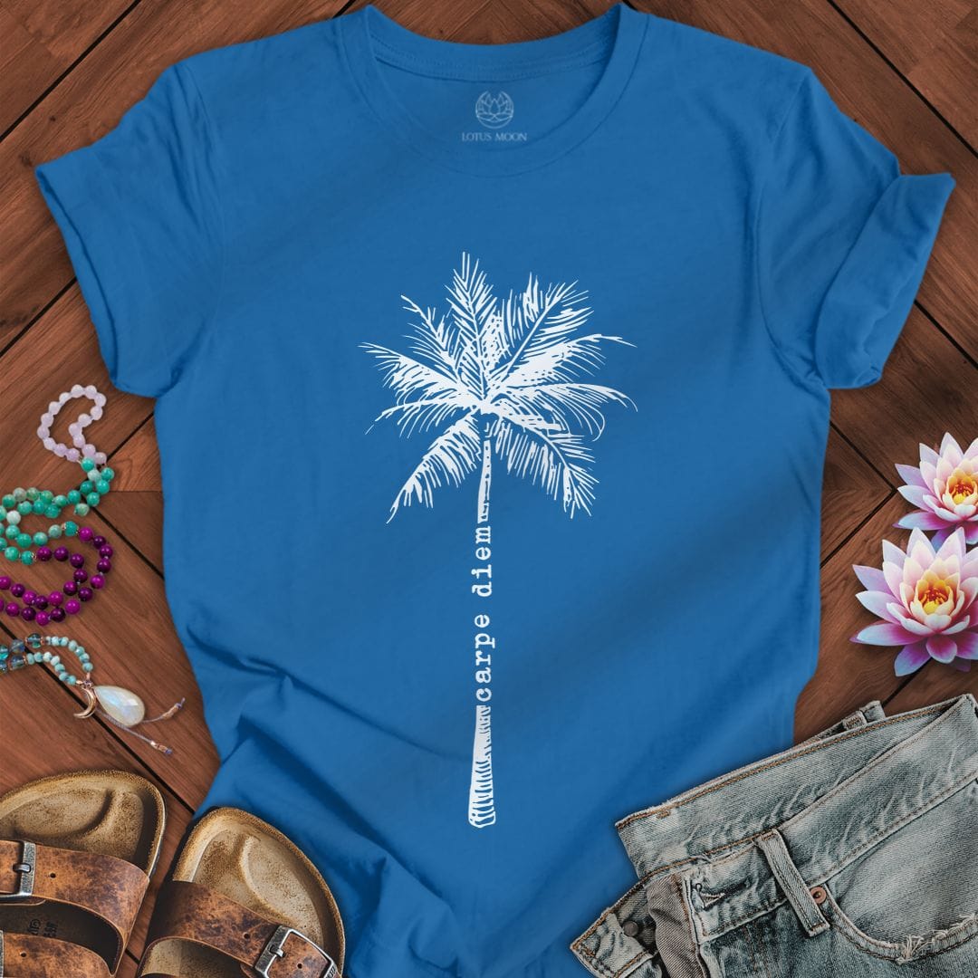 Printify T-Shirt Carpe Diem Palm Tee Columbia Blue / S