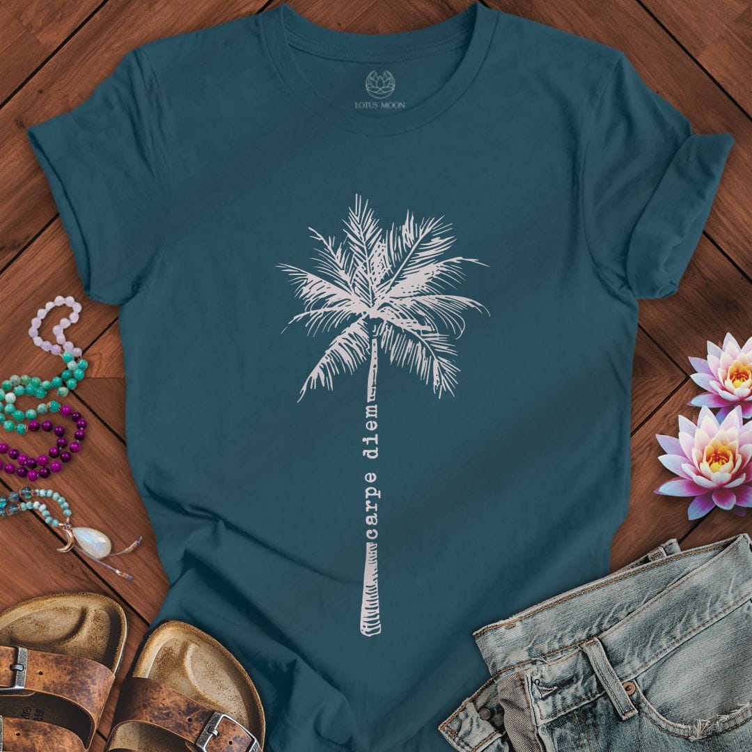 Printify T-Shirt Carpe Diem Palm Tee Deep Teal / S