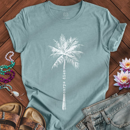 Printify T-Shirt Carpe Diem Palm Tee Heather Blue Lagoon / S
