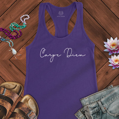 Carpe Diem Script Tank Solid Purple Rush