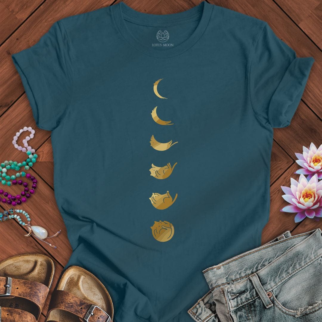 Cat Moon Phases Tee Deep Teal