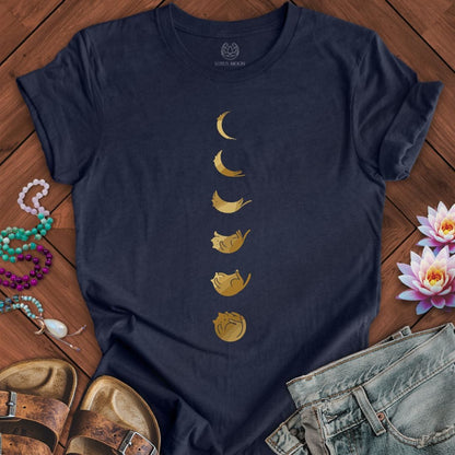 Cat Moon Phases Tee Heather Midnight Navy