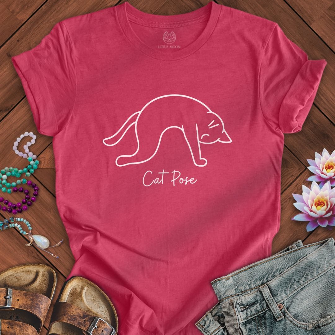 Cat Pose Tee Heather Raspberry