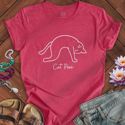 Cat Pose Tee Heather Raspberry