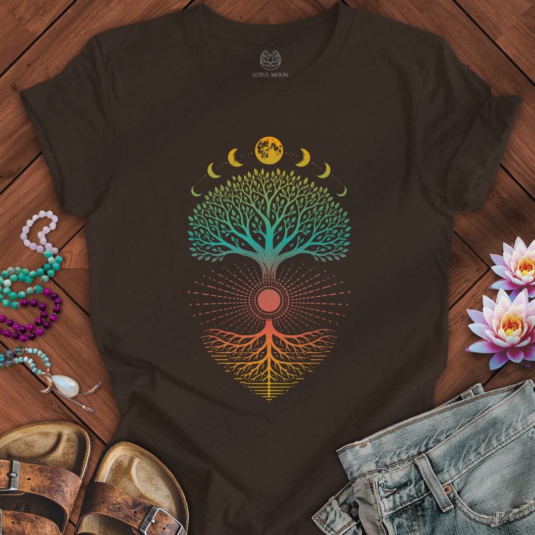 Printify T-Shirt Celestial Tree Of Life Tee Brown / S