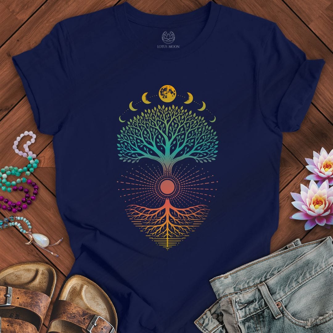 Printify T-Shirt Celestial Tree Of Life Tee Navy / S