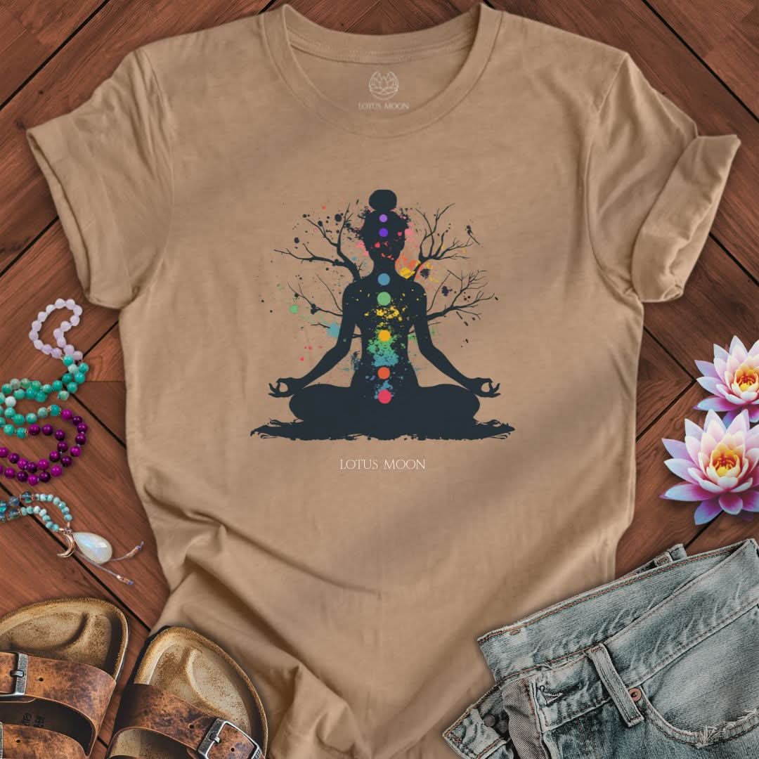 Chakra Tree Tee Heather Tan