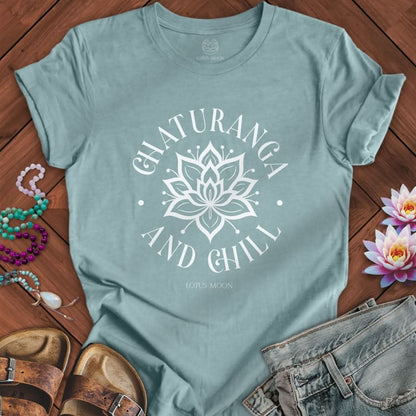 Chaturanga And Chill Tee Heather Blue Lagoon