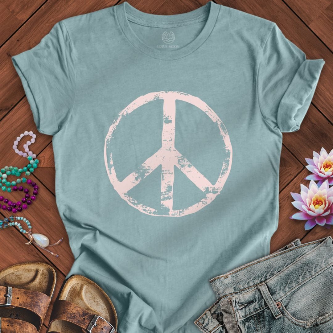Classic Peace Tee Heather Blue Lagoon